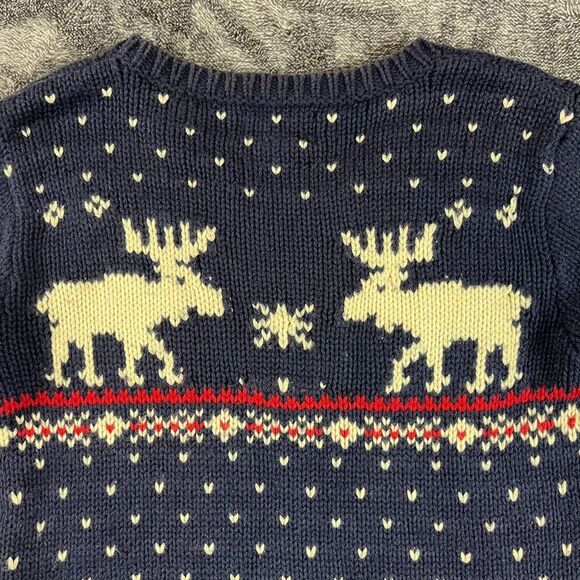 Vtg Polo Ralph Lauren Cotton Wool Fair Isle Moose AOP Knitted Sweater Youth 6 - Picture 9 of 11
